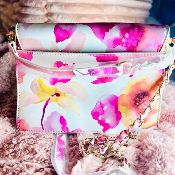 NWT JUSTFAB Make it Pop Pink Floral Spring Crossbody Bag Sz S - Picture 4 of 10